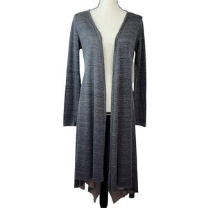 Gilded Intent Cardigan Sweater Womens Sz S Gray Duster Longline Asymmetrical
